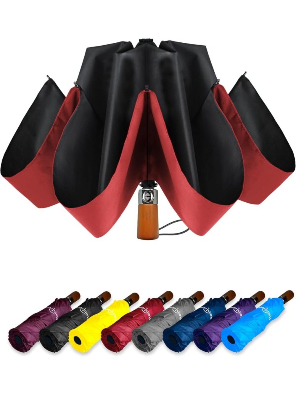 Compact Windproof Travel Umbrella - Automatic, Extra Large Canopy, Portable